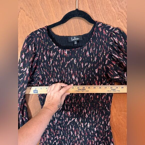 Lulus Smocked Balloon Sleeve Dress Multicolor Print Size M - Picture 6 of 9